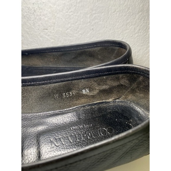 Cole Haan Women's Handcrafted Black Leather Loafer Shoes Italy Size 8.5B Tassels - Picture 6 of 16
